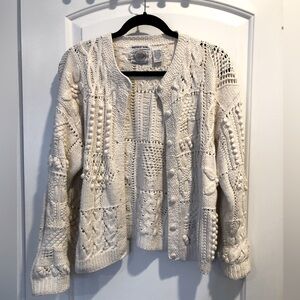 Vintage cape isle knitters hand knit cream cotton cardigan
